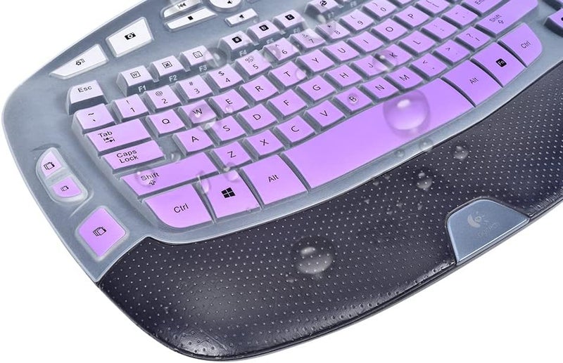 imComor Keyboard Cover for Logitech K350 MK550 MK570 Keyboard Cover Skin for Logitech K350 MK550 MK570 Wireless Wave Keyboards Covers Skin Protector Accessories, Ombre Purple - Image 3